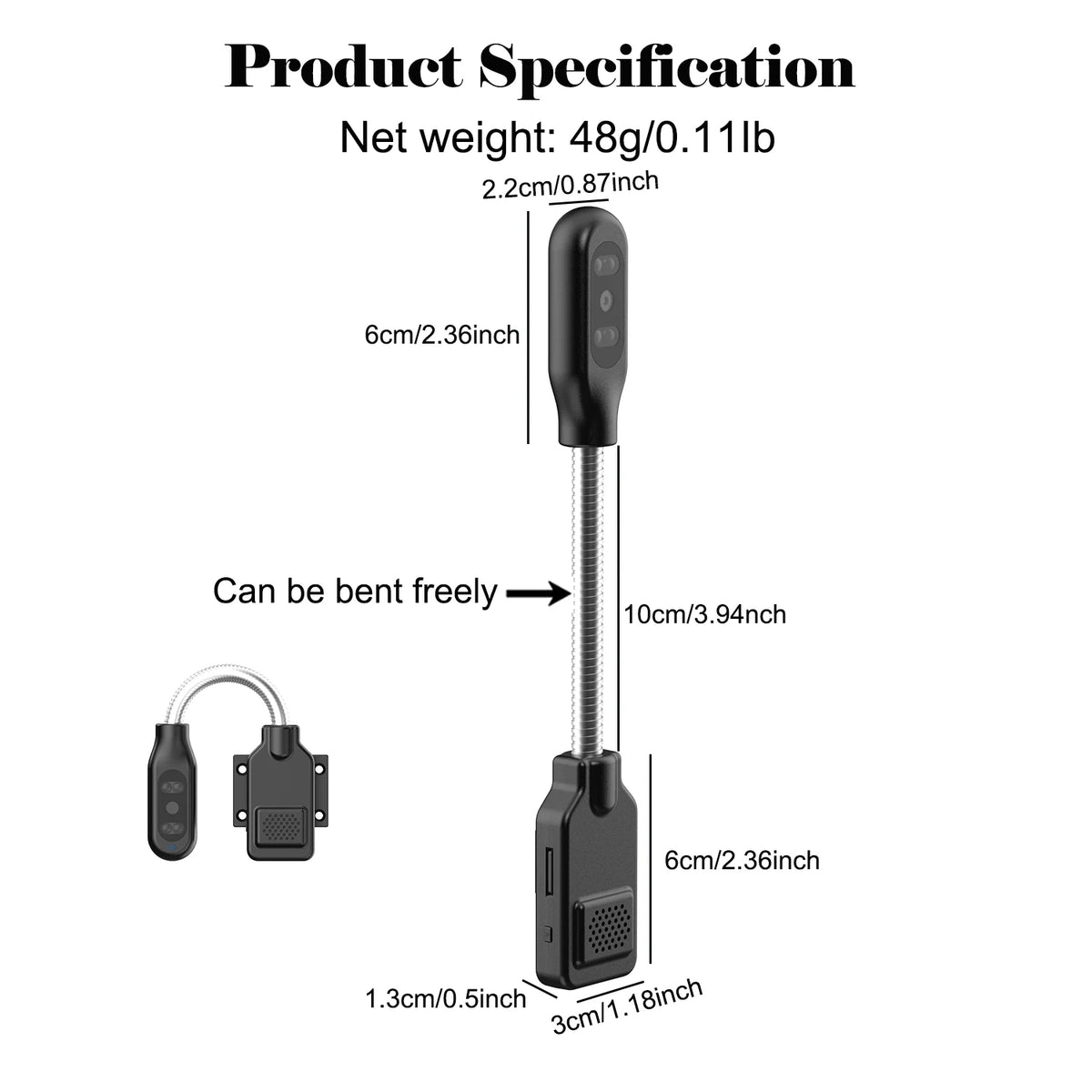 PNZEO Smart Flexible Gooseneck Baby & Pet Monitor Camera Motion Detection Two-Way Audio Home Security Camera