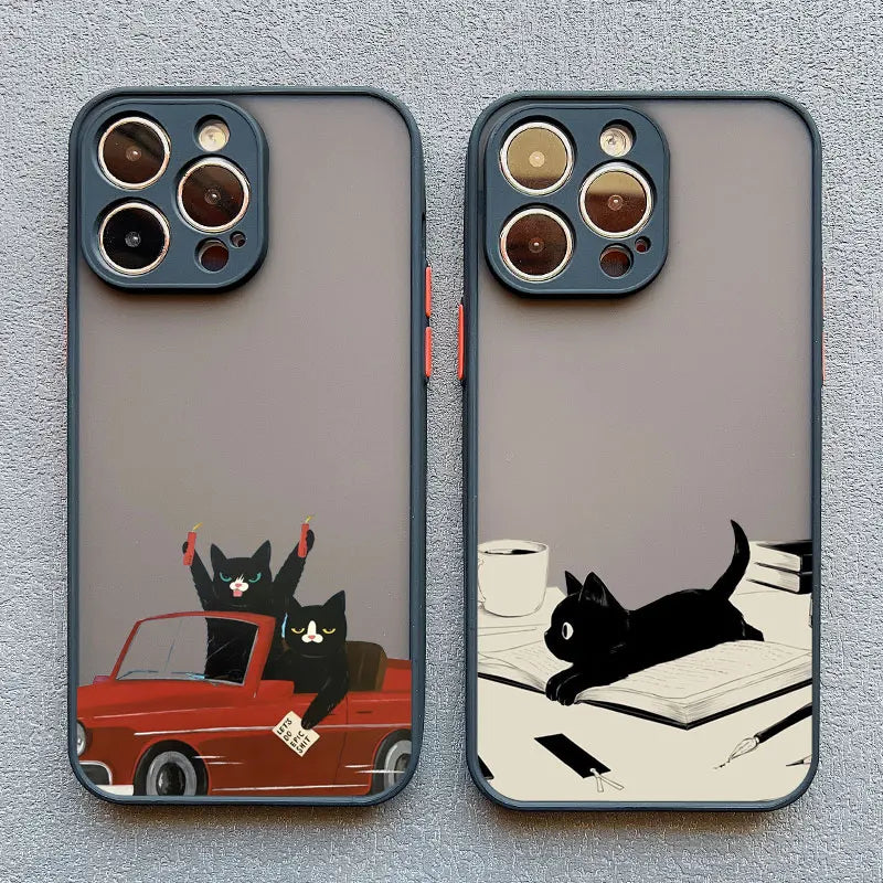 Funny Cat Daily Life Phone Case For iPhone 16 17 pro max Cases 11 12 14 Pro Max Mini 13 15 Plus XR Shockproof  Back Covers