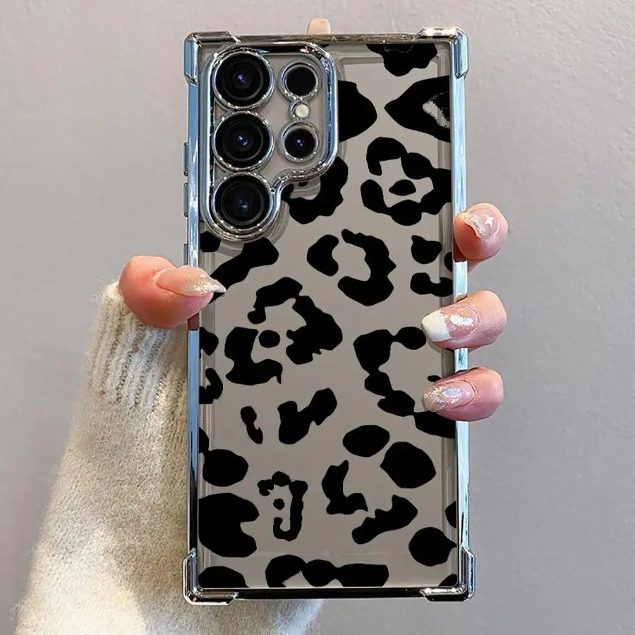 Soft Phone Cover Case for Samsung Galaxy S21 Plus S20 FE S24 S25 Edge S23 S22 Ultra Leopard Print