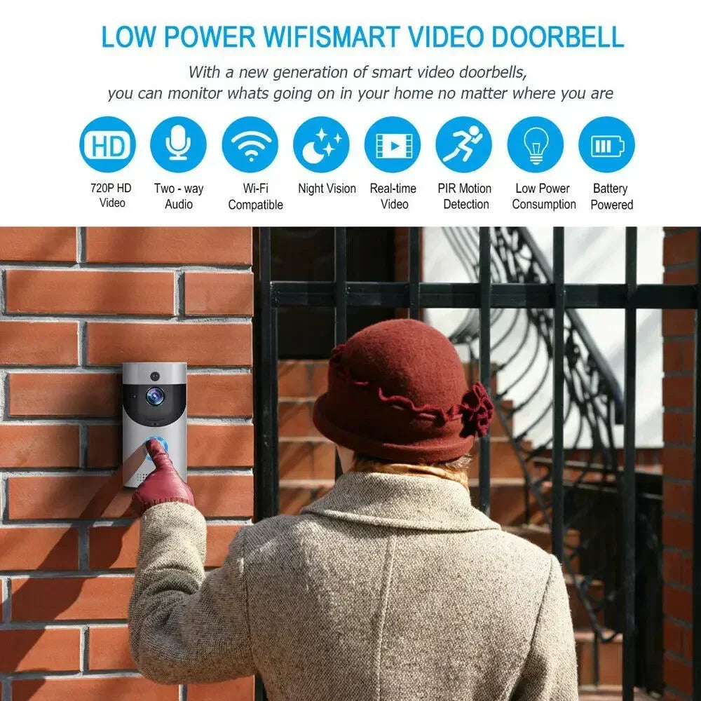 720P HD Smart Home Wireless WIFI Doorbell Camera Security Video Intercom IR Night Vision AC Battery Operated House Doorbell New