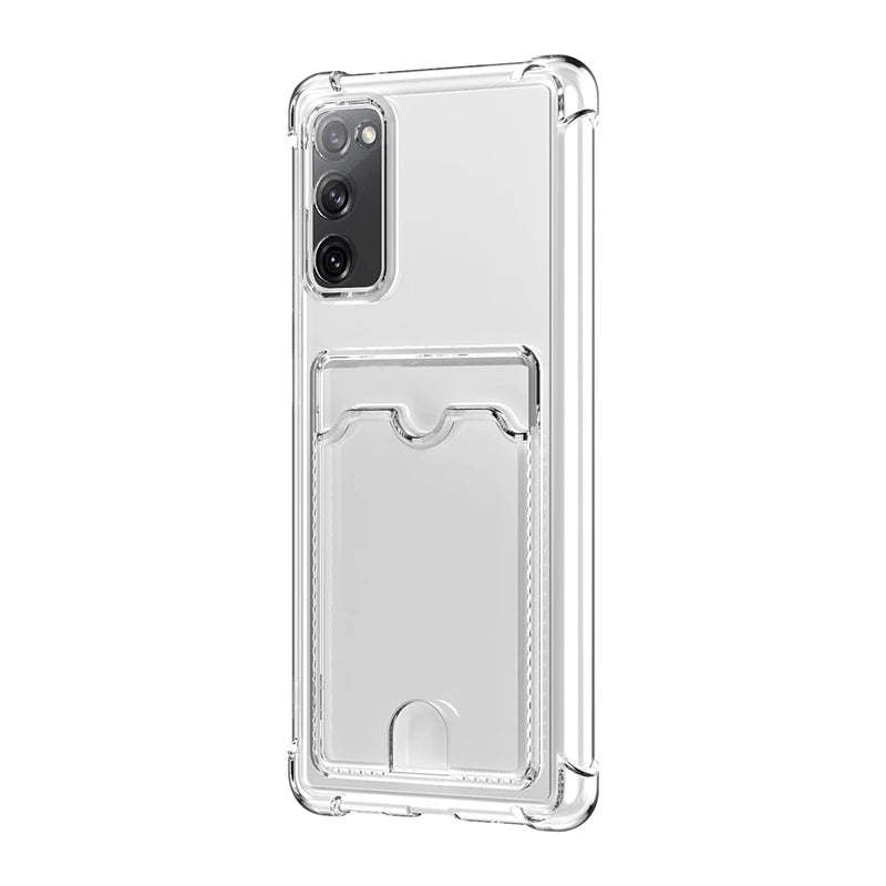 Luxury Shockproof Phone Case For Samsung Galaxy S25 Edge S24 S23 S22 S21 S20 FE Note 20 Ultra 9 Transparent Card Slot Bag Cover