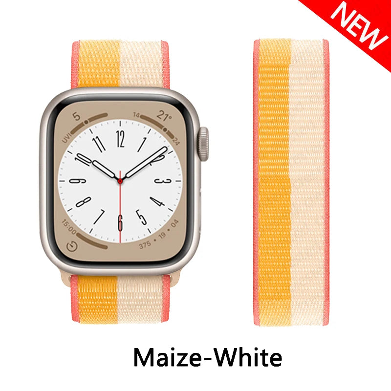 Nylon loop Correa For Apple Watch Bands 45mm 44mm 46mm 40mm 49mm 41mm 42mm Bracelet iWatch Series 12 11 Se 7 8 9 10 ultra 3 4