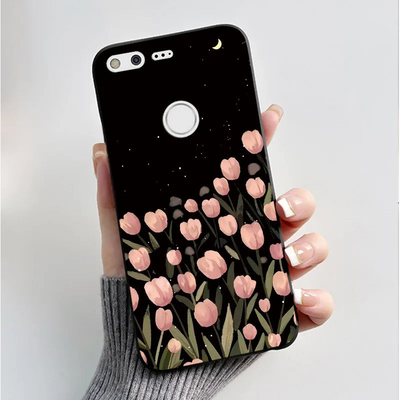 For Google Pixel XL Case Luxury Fashion Butterfly Flowers Black Soft TPU Silicone Back Cover For Google Pixel 1 1XL Phone Cases