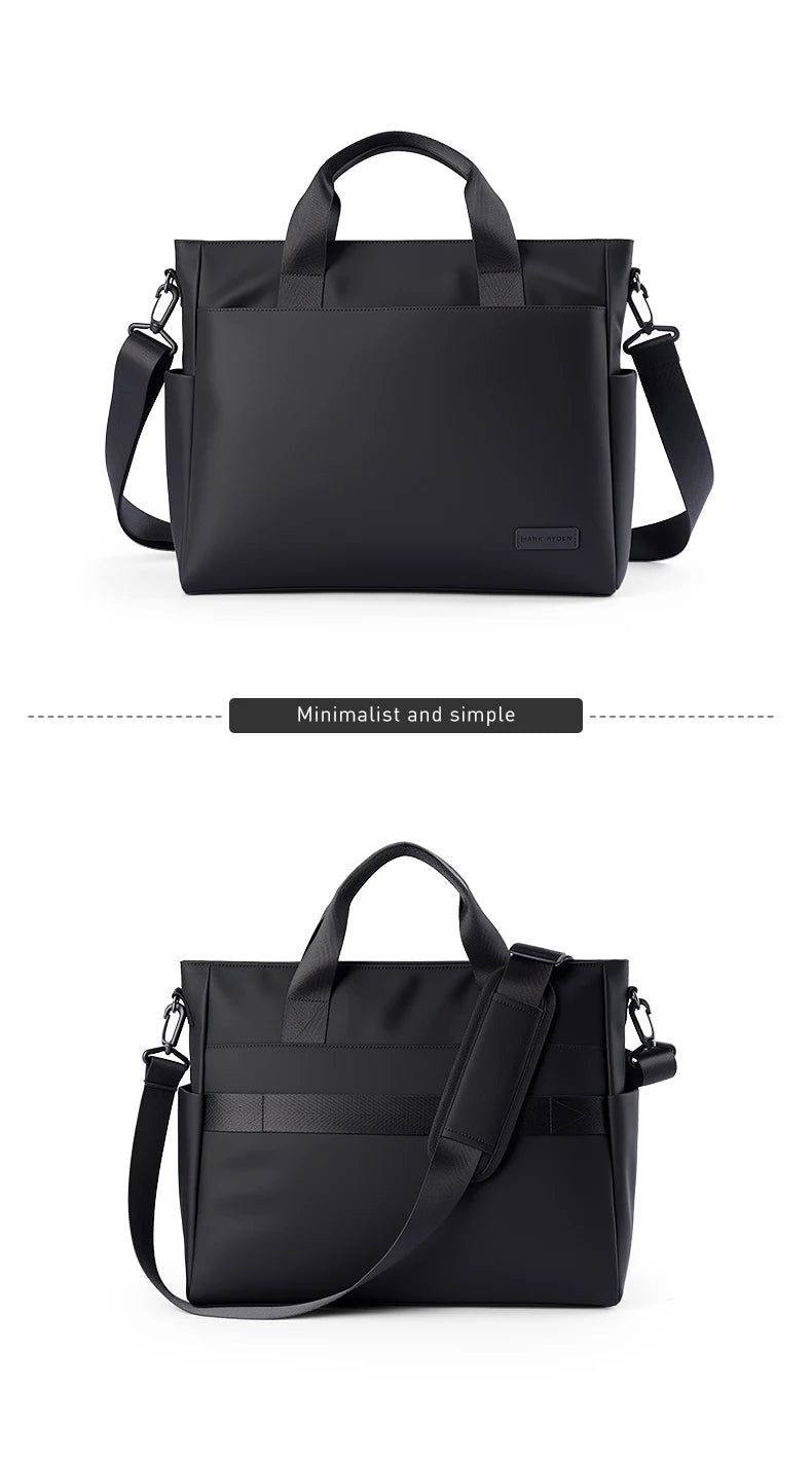 MARK RYDEN "Smooth Brief" Laptop Tote Bag Water Resistant Oxford Dual Side Pocket Business Handbag With Detachable Strap