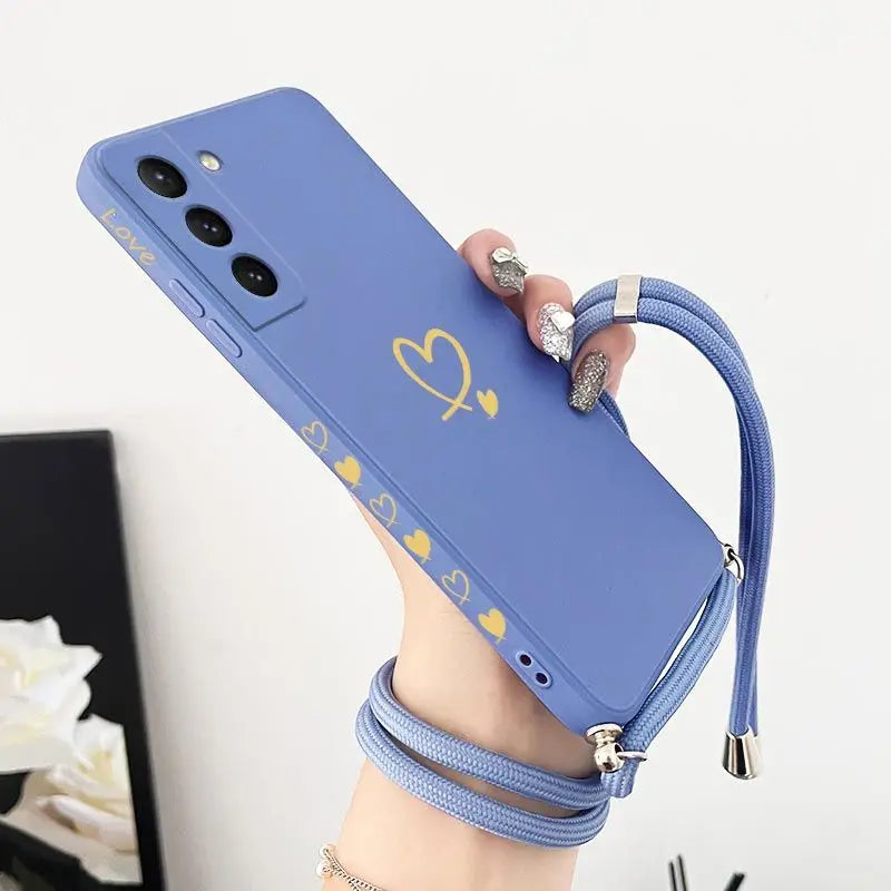 Gemini Love Crossbody Lanyard Silicone Phone Case For Samsung Galaxy S23 S22 S21 S10 S9 S8 Plus Note 20 ultra 10 Plus Cover