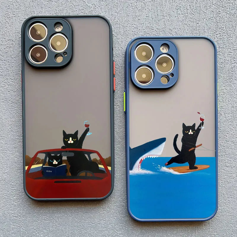 Funny Cat Daily Life Phone Case For iPhone 16 17 pro max Cases 11 12 14 Pro Max Mini 13 15 Plus XR Shockproof  Back Covers
