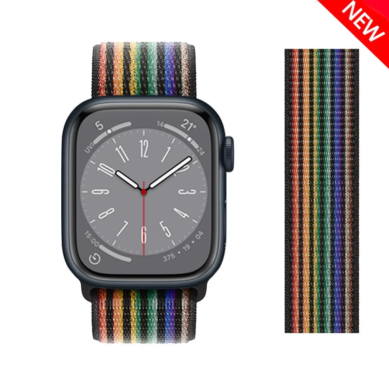 Nylon loop Correa For Apple Watch Bands 45mm 44mm 46mm 40mm 49mm 41mm 42mm Bracelet iWatch Series 12 11 Se 7 8 9 10 ultra 3 4