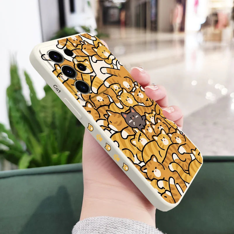 Orange Cats Phone Case For Samsung Galaxy S25 S24 S23 S22 S21 S20 S10 Ultra Plus FE Note 20 Ultra 10 Plus Cover