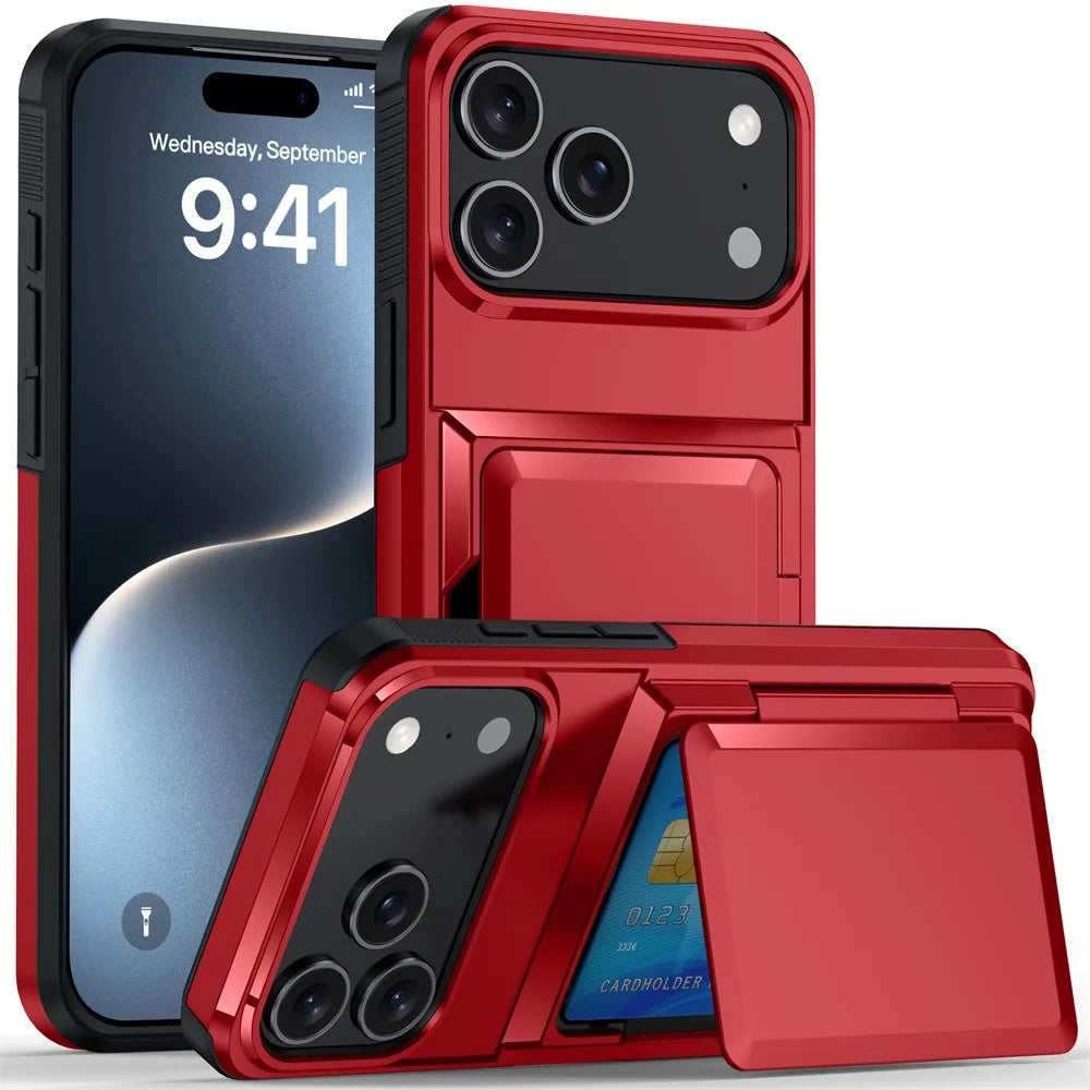 Wallet Case For iPhone 17 Pro Max 16 Pro Max 15 14 13 12 Protective Credit ID Card Holder Heavy Duty Protection Shockproof Cover