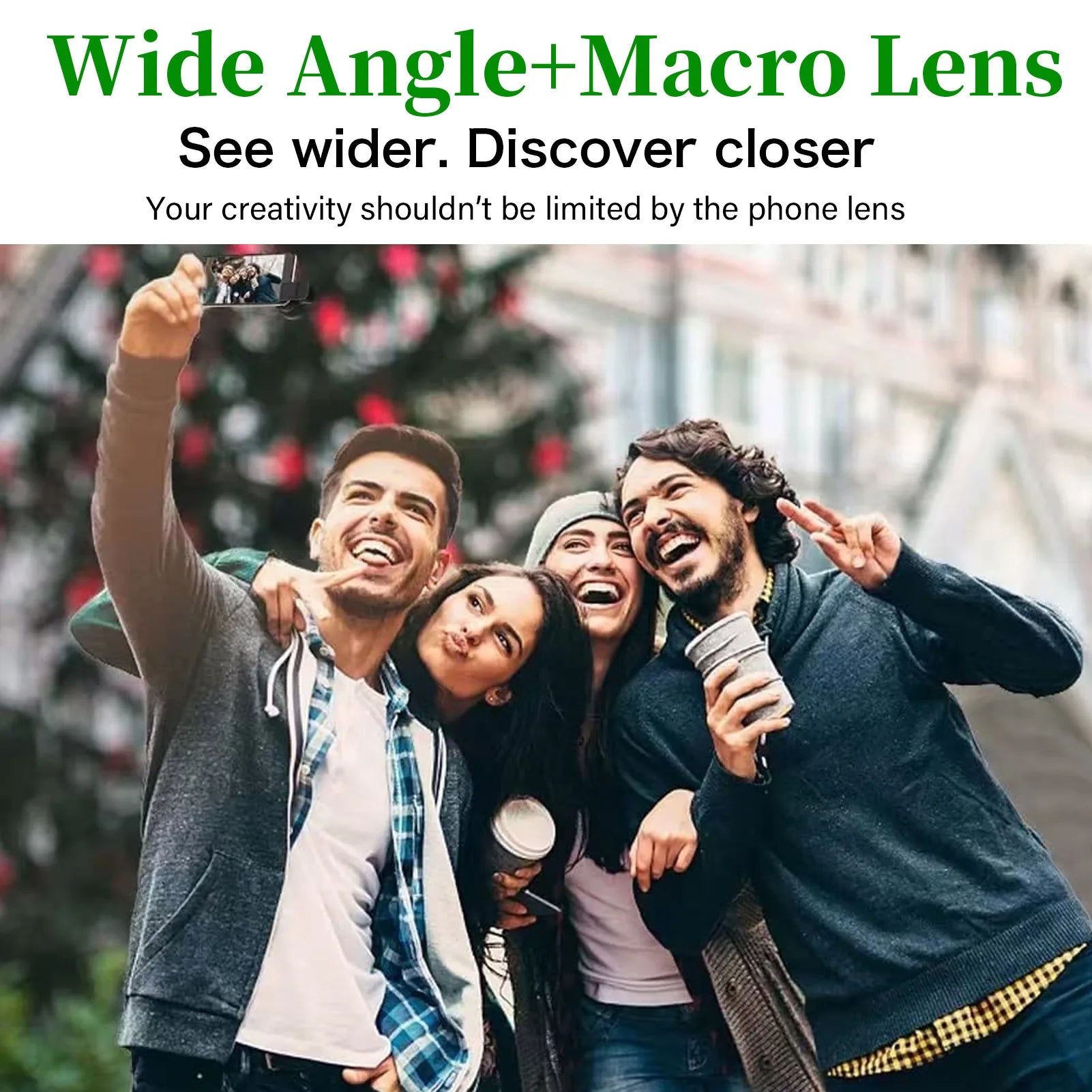 2 Functions Mobile Phone Lens 0.45X Wide Angle Len & 12.5X Macro HD Camera Lens Universal for iPhone Android Phone
