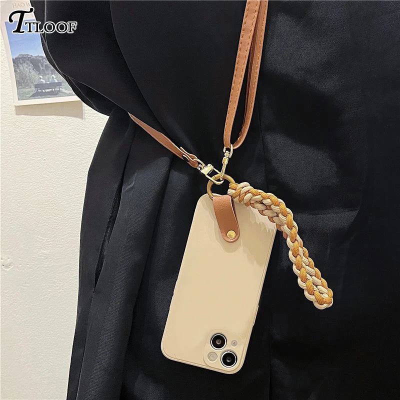 Retro Leather Crossbody Necklace Strap Lanyard Phone Case For Samsung Galaxy S26 S25 S24 S23 S22 S20 S21 FE Ultra Cover
