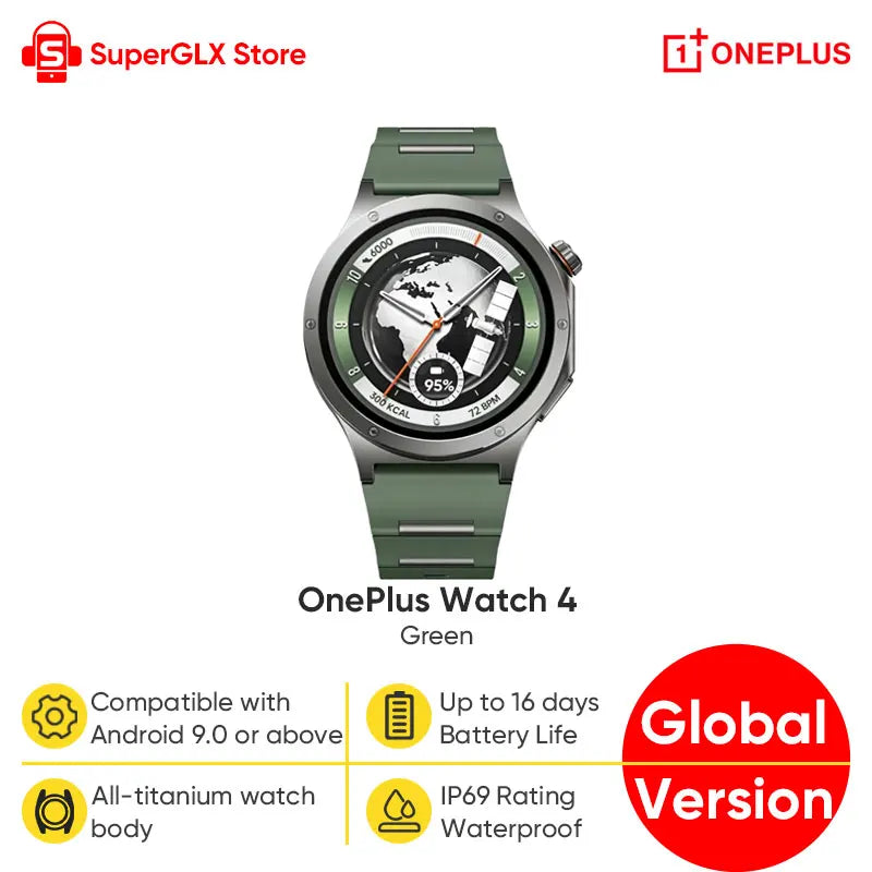 Global Version OnePlus Watch 4 Smart Watch 1.50'' AMOLED Display Snapdragon W5 Processor Up to 16 Days of Battery Life Wear OS