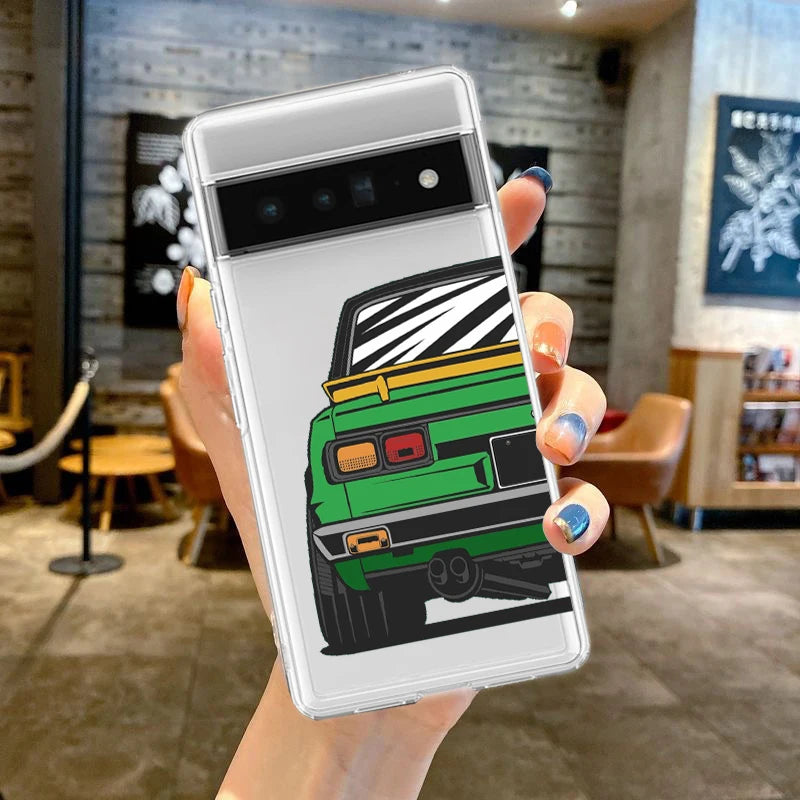For Google Pixel 10 Pro 10A Phone Case Pixel 9 Pro XL Pixel 8 Pro 9A 8A 7A 7 6A 6 Pro Soft TPU Cover Japan JDM Sports Cars Comic