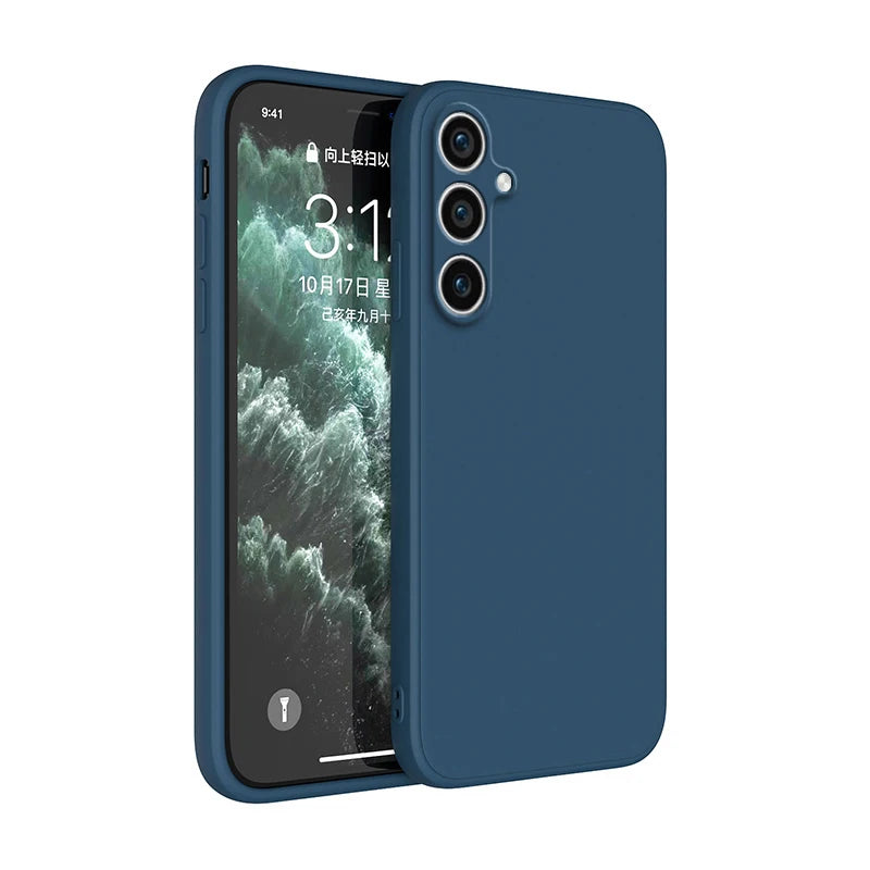 Simple Phone Case for Samsung Galaxy S23 Plus Ultra FE Funda S23Plus S23Ultra S23FE 5G Soft Liquid Silicon Shockproof Back Cover