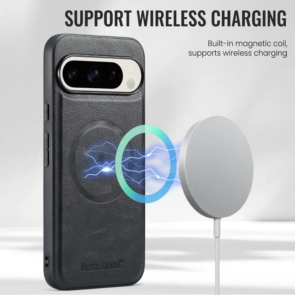 Detachable 2 in 1 Leather Wallet For Google Pixel 9 8 7 9A 8A 7A XL Pro Phone Case Card Holder For Magsafe Magnetic Cover