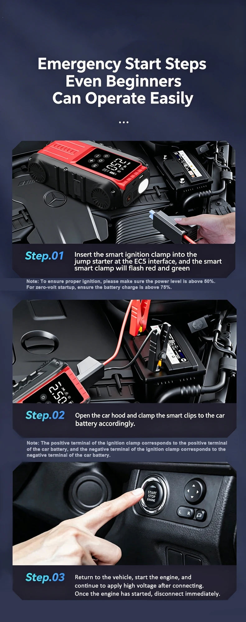 Car Jump Starter 1800A/600A 12V Car Tire Inflator Portable Charger Petrol Diesel Auto Starting Device Booster Emergency Starter