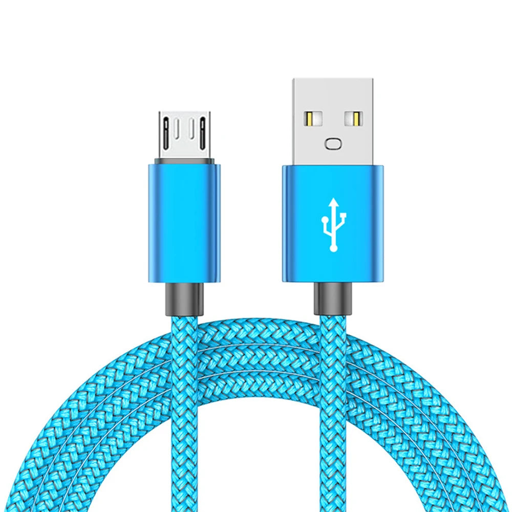 Micro USB Cable Data Sync 2A Fast Charging 1M 2M 3M Nylon Braided Charger Cable For Samsung Huawei HTC Android USB Micro Phone