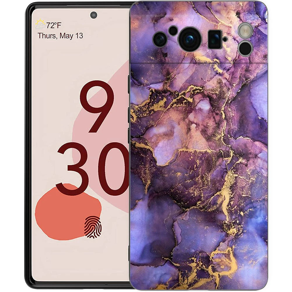 Marble Phone Case For Google pixel 9 8 7 6 Pro 8A 6A 7A 5G Silicone Shockproof Black Cover Fundas