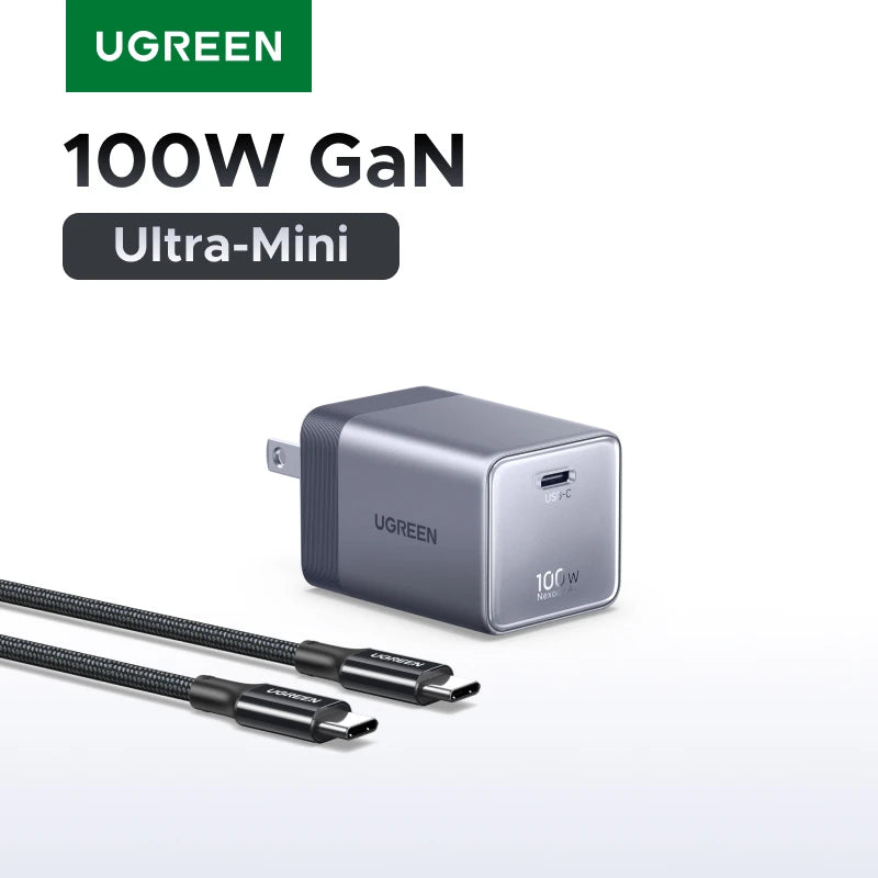 【Ultra Mini-US Plug】UGREEN Nexode Air 100W 65W 45W GaN Charger PD3.0 QC4.0 PPS For Macbook Laptop iPhone 17 16 Samsung S26 iPad