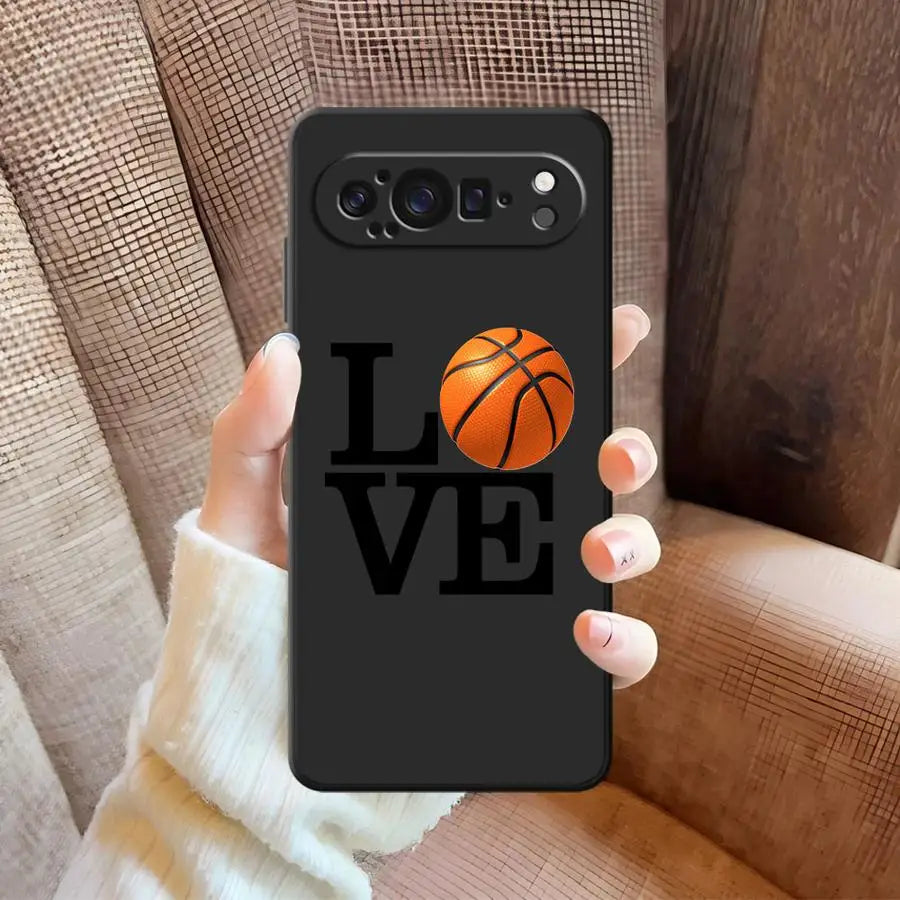 Sport Love Basketball Texture Black Soft Shell Case for Google Pixel 9a 10 9 Pro XL 6a 8a 7a 6 7 8 Pro