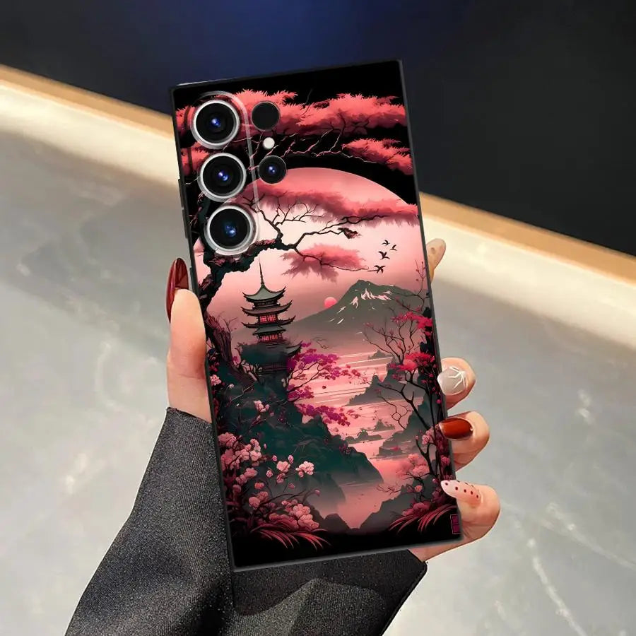 Case for Samsung Galaxy S26 Ultra S25 Plus S10 S9 S24 Note 20 8 9 10 S23 S21 FE S20 Ultra Funda Phone Cover Japanese Aesthetic