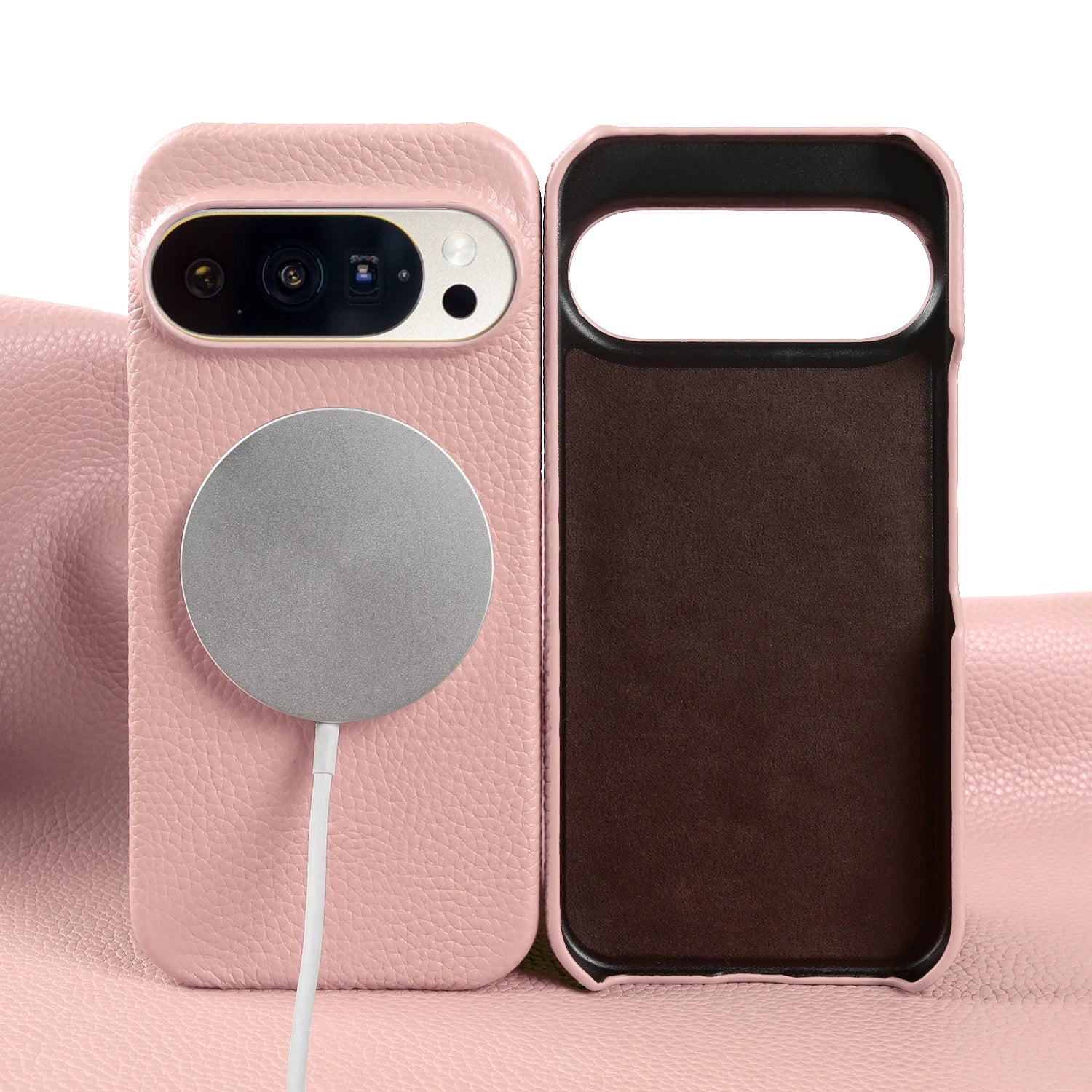 For Magsafe Magnetic Lychee Genuine Leather Case For Google Pixel 10 Pro XL 9 8 7 6 5 9A 8A 7A 6A Back Cover Phone Cases Coque
