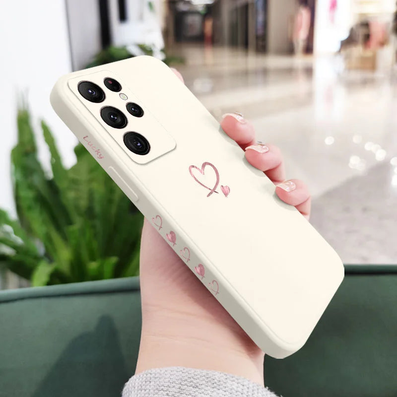 Texture Heart Phone Case For Samsung Galaxy S25 FE S24 S23 S22 S21 S20 S10 Ultra Plus FE Note 20 Ultra 10 9 Plus Cover