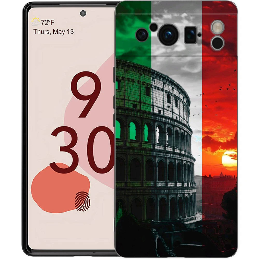 Italian flag Phone Case For Google Pixel 10 9 8 7 6 Pro XL 9A 8A 6A 7A 5G Soft Shockproof TPU Black Cover