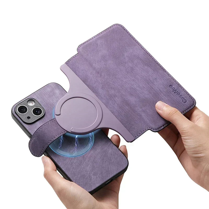 Card Wallet Magnetic 2 In 1 Detachable Flip Card Slots Leather Case For Magsafe iPhone 17 16 15 14 13 12 Pro Max Plus 17Air 16E
