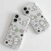 Kawaii Puppy Polka Dots Phone Case for iPhone 17 16e 16 15 14 13 12 11 Pro Max X Xs XR XSMax 8 7 6 6s Air Plus Feather Texture