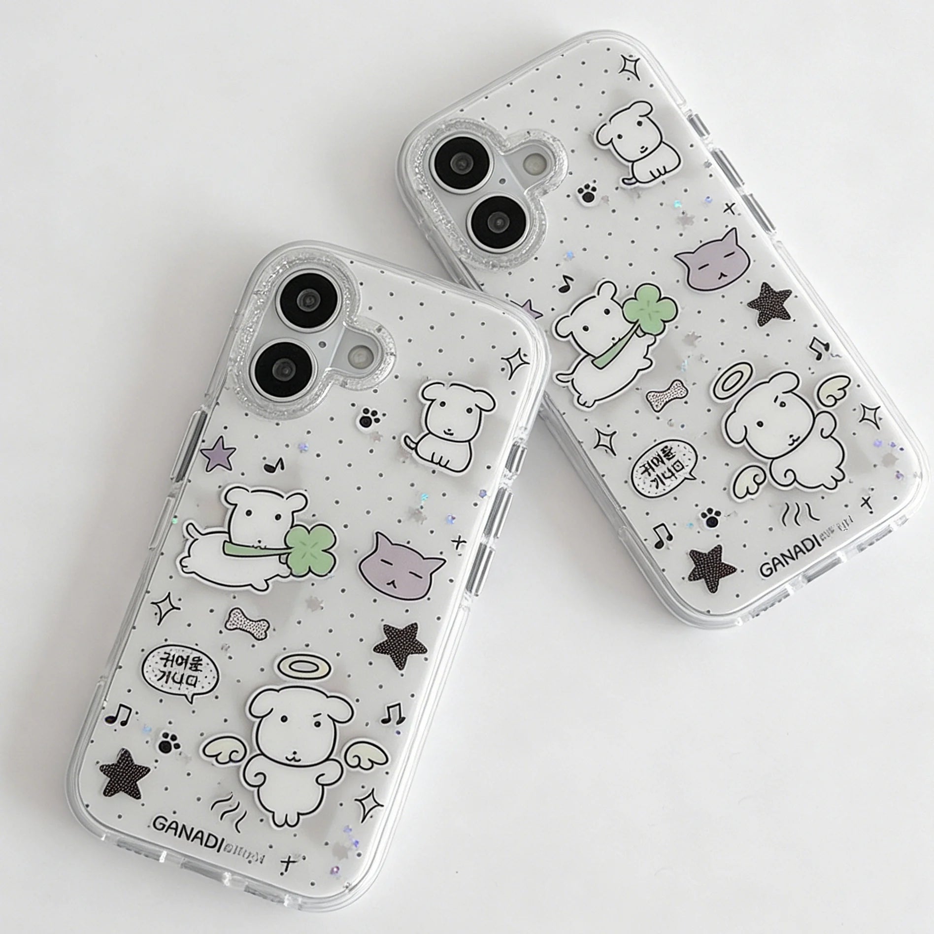 Kawaii Puppy Polka Dots Phone Case for iPhone 17 16e 16 15 14 13 12 11 Pro Max X Xs XR XSMax 8 7 6 6s Air Plus Feather Texture