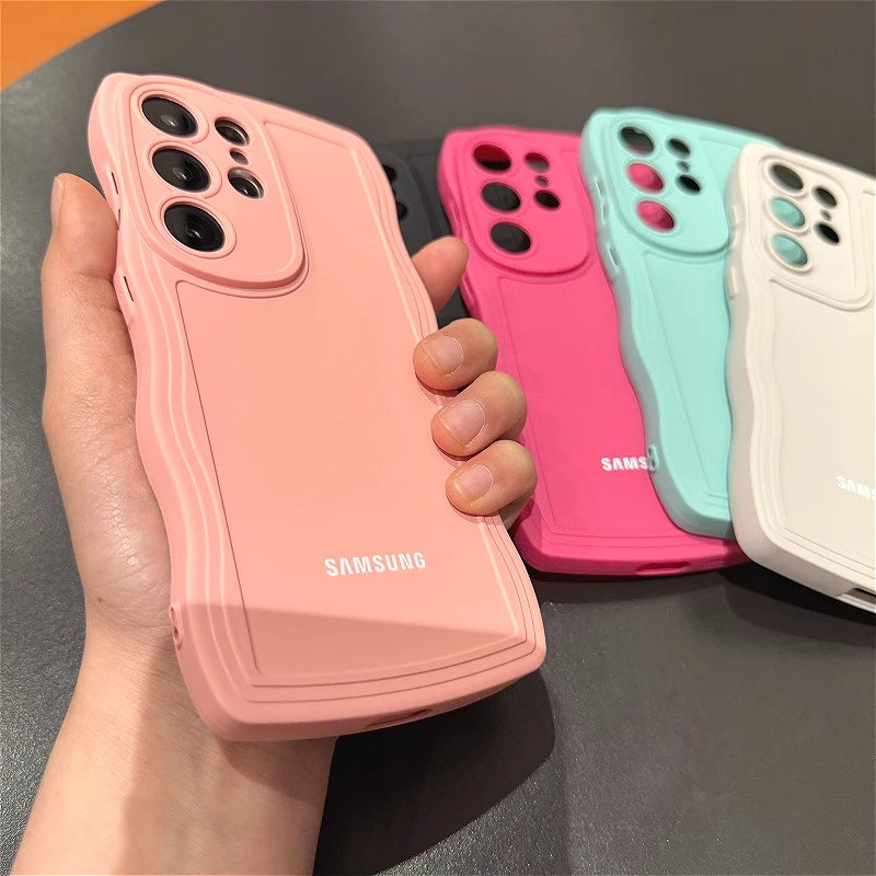 Big Wave Liquid Silicone Case For Samsung Galaxy S26 S25 S24 S23 S22 S21 S20 Ultra Plus S21 S20 FE Shockproof Plain Soft Cover