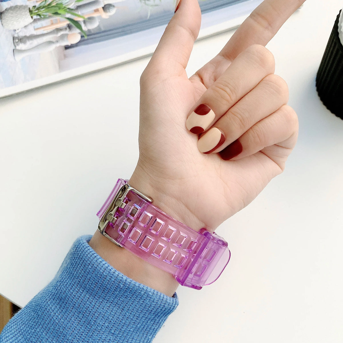 Clear Band + Case for Apple Watch Series 9 8 7 6 SE 5 49mm 45mm 44mm 38mm 41mm Transparent for iwatch 10 46mm 42mm Plastic Strap
