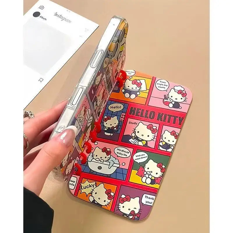 Sanrio 3D Cartoon Flip Notebook Kitty Kuromi Phone Holder Case for Samsung Galaxy S26 S25 S24 S23 S22 Ultra S21 S20 FE Cover