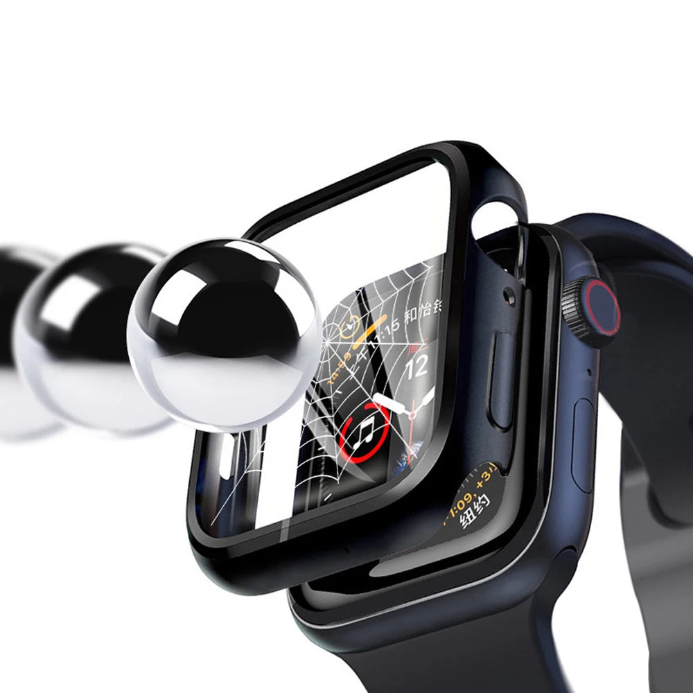 Tempered Glass+Case for Apple Watch Ultra 4 3 2 49 45 41 40 44 42 46mm PC Bumper Protector cover For iWatch 12 11 10 SE 9 8 7 6