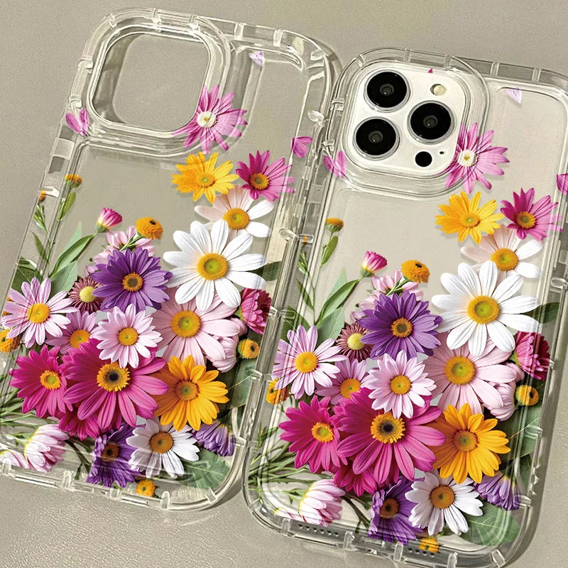 Flower Phone Case For iPhone 17 Case For iPhone 11 13 14 12 15 16 Pro 17 Pro Max 17 Air 16E 8 7 Plus XR SE 3 2 Soft Clear Cover