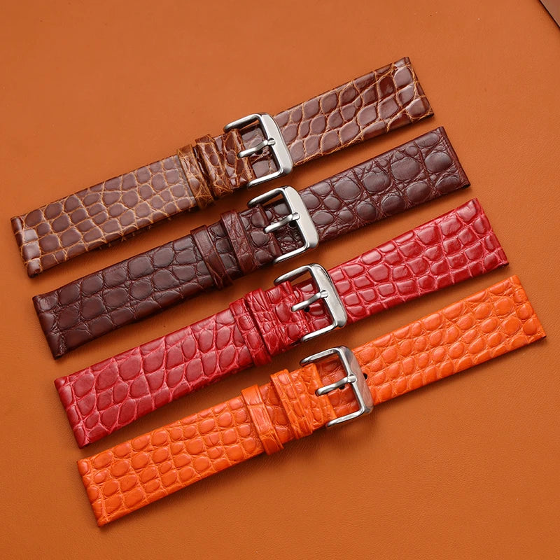 High end crocodile leather strap, 18 19 20 21 22MM. Black brown soft, quick release, leather luxury men's and women's watchband