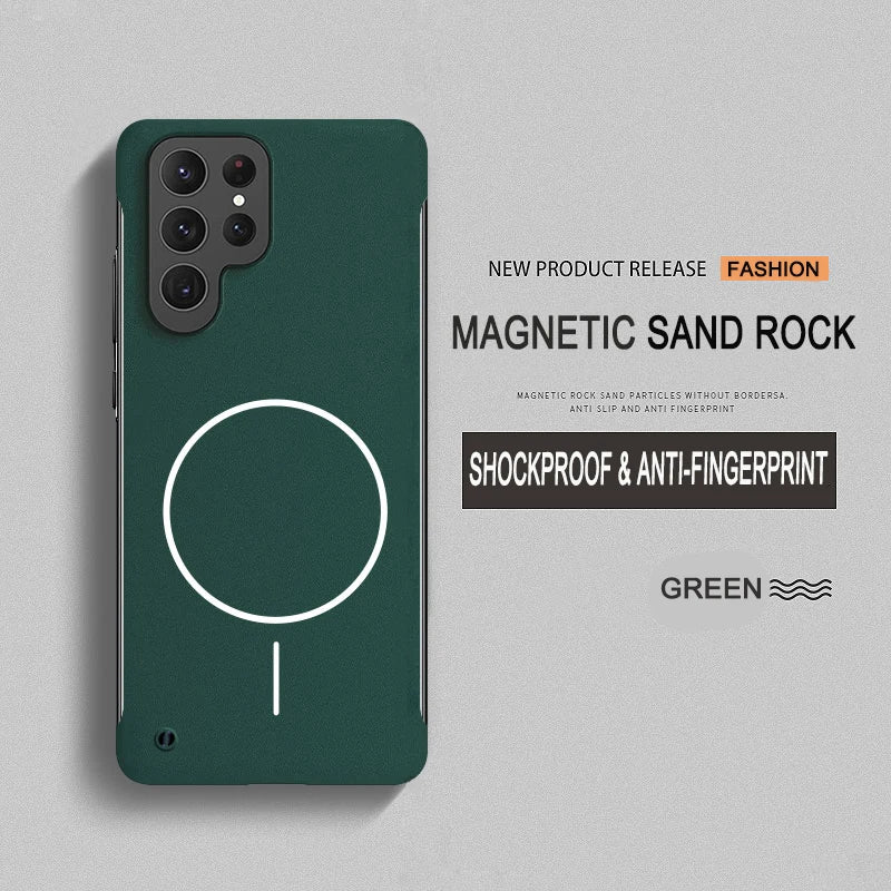 Magnetic PC Matte Frosted Frameless Phone Cases For Magsafe Samsung S25 S24 S23 S22 S21 S20 FE Note 20 10 Plus Ultra Cover