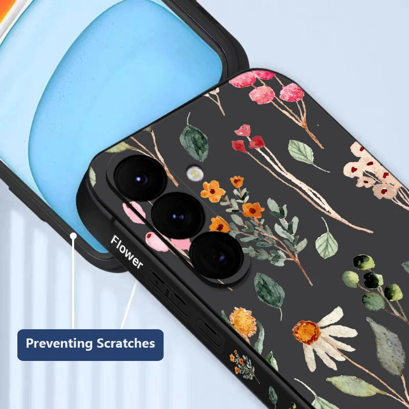 Luxury Flower Print Lanyard Case For Samsung Galaxy A55 A54 A56 5G A35 S26 A15 A14 A34 A52 A17 S21 FE S22 S23 S25 S24 Ultra Capa