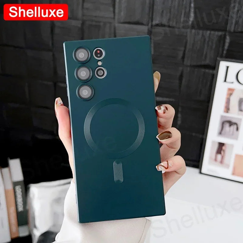 Luxury For Magsafe Magnetic Soft TPU Case Shelluxe For Samsung Galaxy S26 S25 EDGE S24 S23 S22 Ultra S21 Plus S20 FE Phone Cover