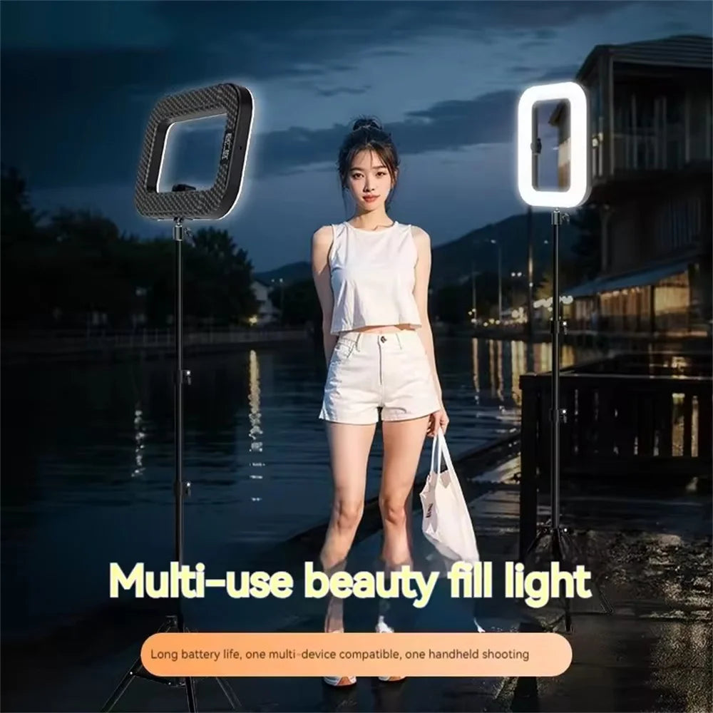 Roreta New Handheld Ring LED Rechargeable Fill Light Portable Mobile Phone Live Broadcast Selfie Photography with Phone Clip