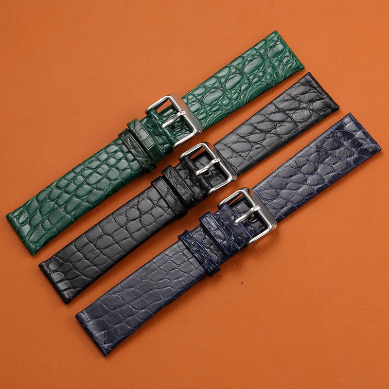High end crocodile leather strap, 18 19 20 21 22MM. Black brown soft, quick release, leather luxury men's and women's watchband