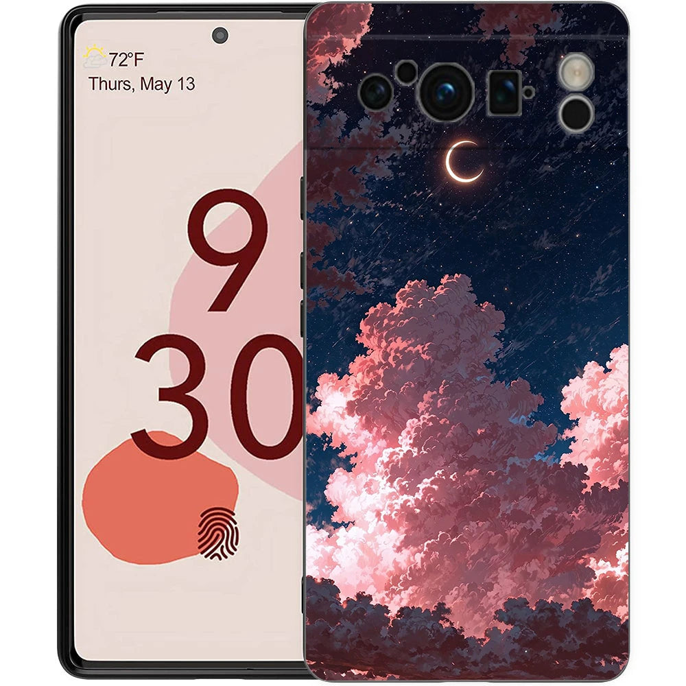 fashion art sunset glow painting Phone Case For Google Pixel 9 8 9A 8A 7 7A 6 Pro XL 6A 5G Black Soft Back Luxury TPU Cover