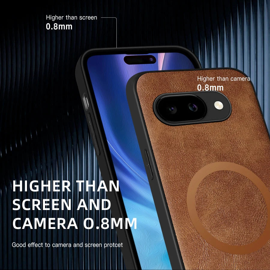 For Magsafe Leather Phone Cases for Google Pixel 7 7A 8 8A 9 9A 10 10A 11 Pro XL Magnetic Wireless Charging Protective Cover