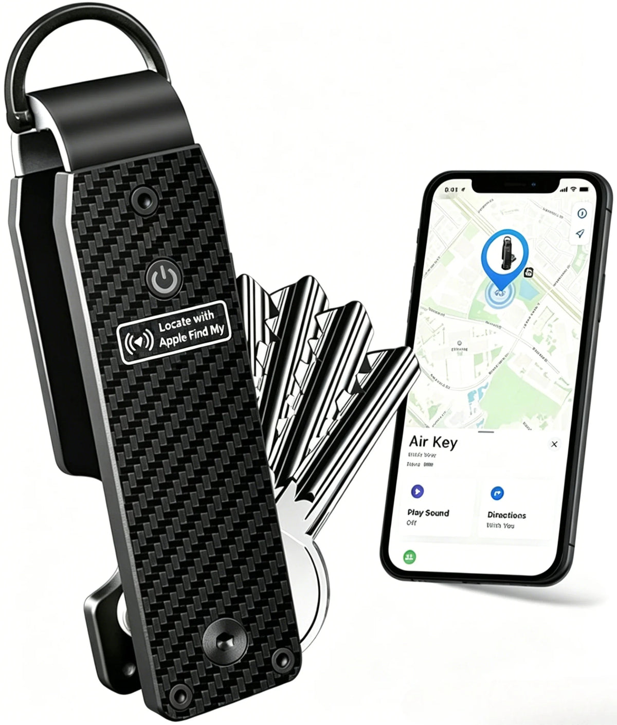 Air Keychain Car Key Chains with GPS Tracker Key Finder Built-in Airtag Chips Works with Apple Find My iOS Only Key Organizer