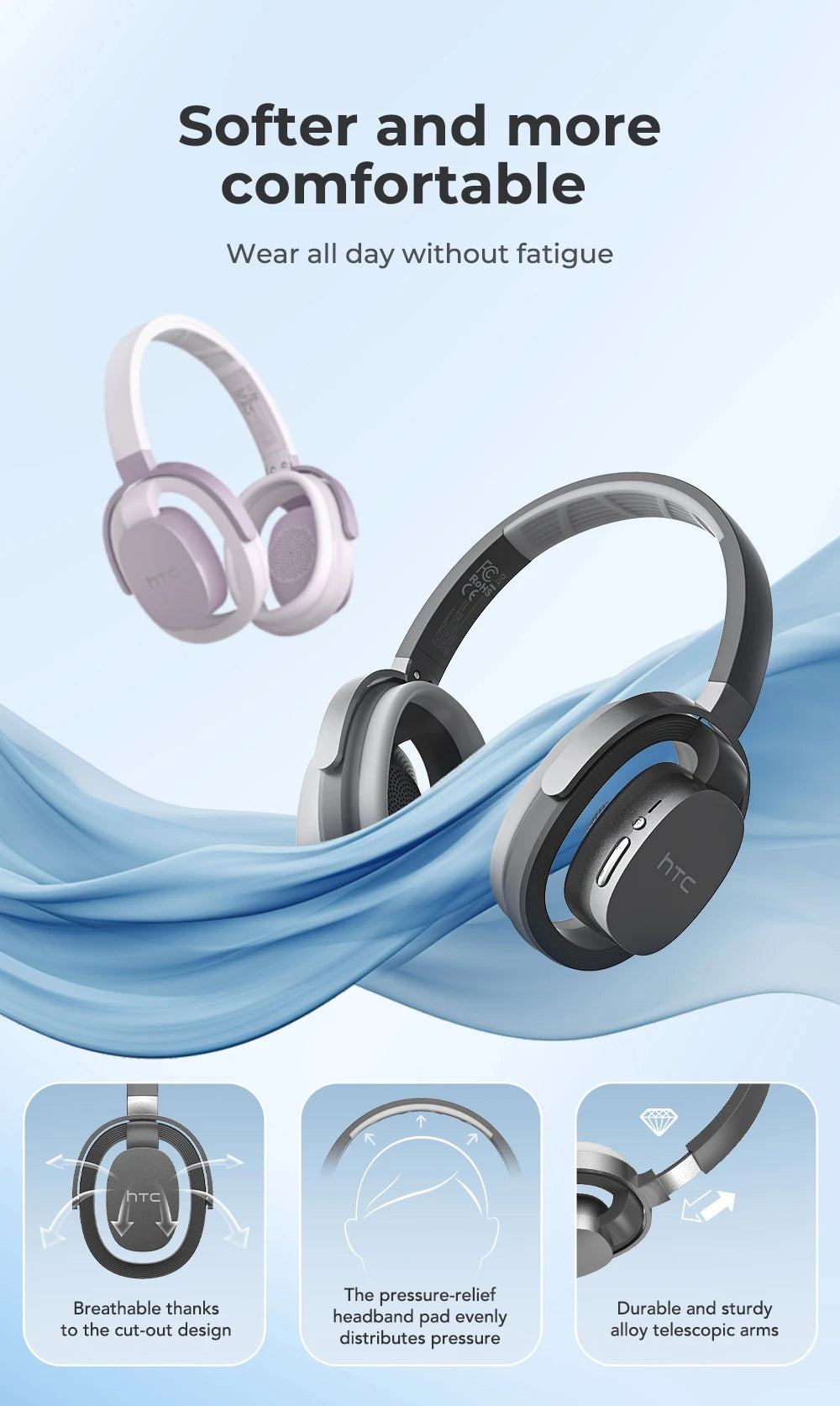 HTC HP07 Over-ear Headphones 134 Languages Translation Earphones Face-to-Face Translation Earphones Ultra-long Life Battery