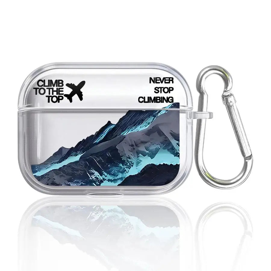 Case For Airpods 1 3 2 Pro3 Pro 4 Pro2 Clear Earphone Cases Cover Snow Mountain Airplane
