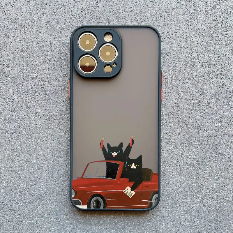 Funny Cat Daily Life Phone Case For iPhone 16 17 pro max Cases 11 12 14 Pro Max Mini 13 15 Plus XR Shockproof  Back Covers