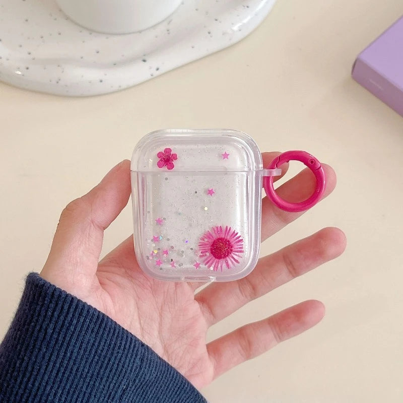 Drip Gel Dried Flower Sparkling Powder Snow Bead Daisy Earphone Case Earphone Protective Cover