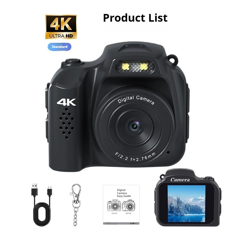 Mini Keychain Camera 4K HD Retro Digital Camera 64MP 1.54-Inch HD Screen Portable Video Recorder with Flash Thumb Camera